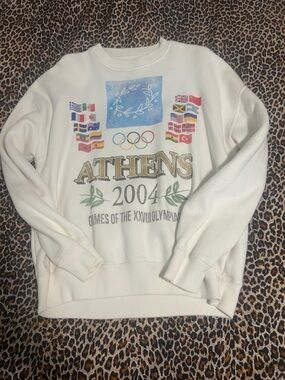 Heritage Athens 2004 Crewneck Sweatshirt - Cream with Multicolor Flags